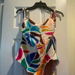 one piece swimsuit with floral pattern